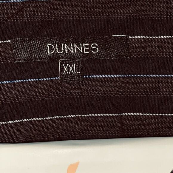 XXL St Bernard for Dunnes Dress Shirt Brown Striped Blue Button Ribbon Trim EUC - Picture 3 of 10